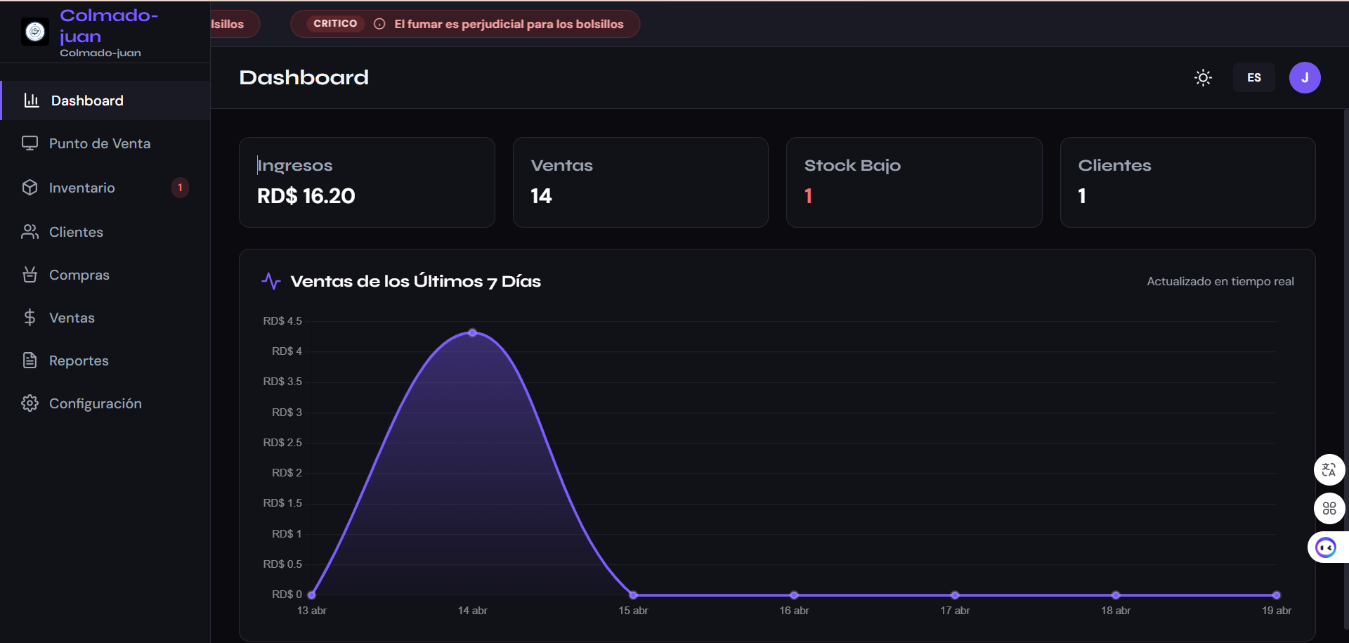 Dashboard de JDS Systems